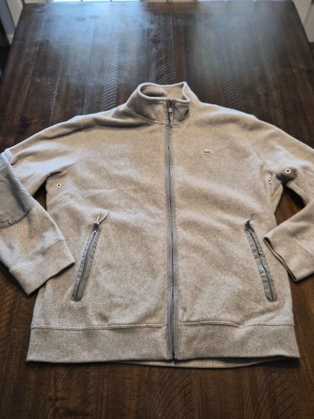 Lacoste Mens Zip Up Fleece Sweatshirt Grey Size 6 Large Preppy Outdoors G998